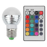 E27 3W 16 színváltó RGB LED gömblámpa 85-265V   IR távirányító